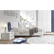 Camera completa con letto pannello curvo blu e con armadio Miss H.230