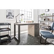 Scrivania industrial da ufficio con 1 cassetto e 1 anta in finitura Antracite e Quercia