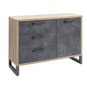 Camera completa Industry  in finitura Rovere e Grigio smoke