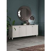 Credenze moderne, madia con 4 ante e piedini in finitura Bucaneve