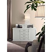 Credenza Classic con 2 ante, 4 cassetti e sopralzo in finitura Bucaneve