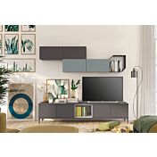 Parete attrezzata per la zona living, Grigia titanio con pensile Cadaques