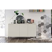 Madia moderna per soggiorno, finitura Grigio dorian con piedini in titanio