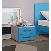 Comodino Master moderno, 2 cassetti, finitura Cadaques e Cemento Artico