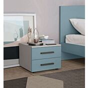 Comodino Master moderno, 2 cassetti, finitura Cadaques e Cemento artico