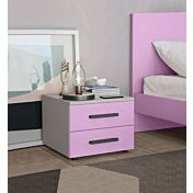 Comodino Master moderno, 2 cassetti, Papaya e Cemento Artico