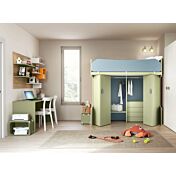 Letti a castello 1 posto letto e un armadio, Papaya e Oliva