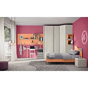 camera rovere gesso e papaya