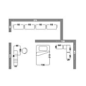 misure Cabina a giorno per camere da letto, finitura Laguna e Bianco frassino