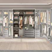 cabina grigia con cassettiera