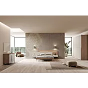 Camera matrimoniale con comodino sospeso, Sequoia honey e Corda