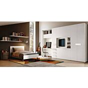 Armadio zona tv e scrivania, 7 ante in Bianco Altea e Bianco Opaco