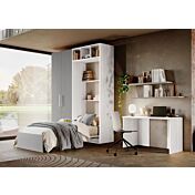 Cameretta con letto salvaspazio, armadio a 2 ante e scrivania, Bianco altea e Grigio