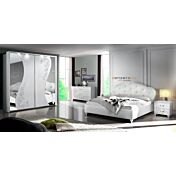 Camera da letto serigrafata con specchi, in finitura Bianco