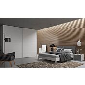 Armadio scorrevole Gheppio in finitura Frassino gesso, Made in Italy