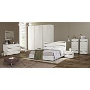 Lettoc matrimoniale contenitore, finitura Olmo bianco e ecopelle Bianca