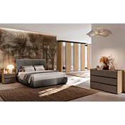 Camera matrimoniale con letto contenitore Noce