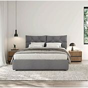 Letto imbottito matrimoniale in tessuto Titanio