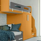 Cameretta Helga per ragazzi in finitura Miele e Grigio Titanio