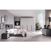 Comò moderno, finitura grigio resina chiaro e grigio resina scuro, made in Italy