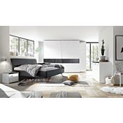 Conveniente Armadio moderno con ante 2 scorrevoli L.275, Bianco Opaco con fascia Ossido