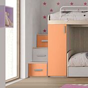 letto a castello con scaletta cassettoni