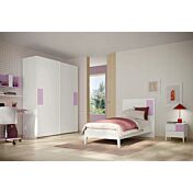 Cameretta ragazza Papaya e Rovere Bianco con armadio scorrevole