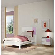 Letto singolo Orchidea e Rovere Bianco
