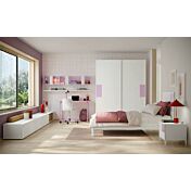 Cameretta ragazza Papaya e Rovere Bianco con armadio scorrevole