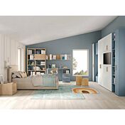 Armadio con porta tv e libreria, finitura Cemento artico, Cadaques e Royal oak