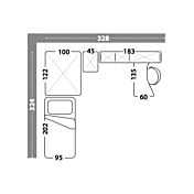 Cameretta con divano letto e armadio angolare, finitura Girasole, Blu reale e Bianco frassino