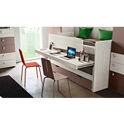 Cameretta a ponte con 3 letti e scrivania, finitura Bronzo e Bianco altea