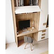 Armadio porta tv e scrivania, finitura Bianco e Noce biondo