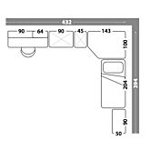 Cameretta con cabina angolare e letto multifunzionale, finitura Rovere ambra, Rosa antico, Peonia e Nebbia