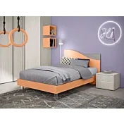 Letto 1 piazza e mezza Papaya e grigio dorian