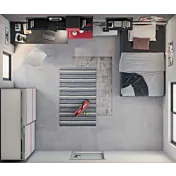 cameretta rossa e grigia