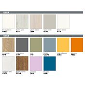 Letto singolo Rovere gesso con dettaglio Blu egeo