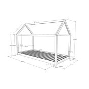 Letto montessoriano bambini a capanna, 90x200 in pino massello