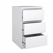 cassettiera bianca con tre cassetti