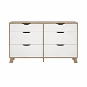 Nuova cassettiera composta da 6 cassetti in finitura Bianco e Rovere