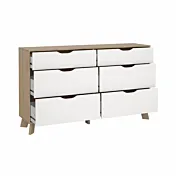 Nuova cassettiera composta da 6 cassetti in finitura Bianco e Rovere