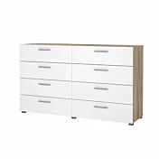 Cassettiera con 8 cassetti colore Rovere oak e Bianco lucido 