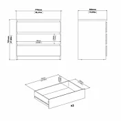 cassettiera nera con tre cassetti