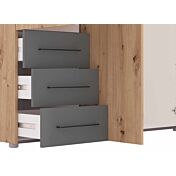 Conveniente Armadio moderno 4 ante con specchio, Rovere oak e Grigio