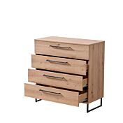 Cassettiera industry con 4 cassetti, finitura Rovere