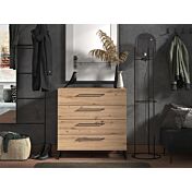 Cassettiera industry con 4 cassetti, finitura Rovere