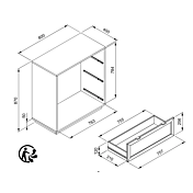 Cassettiera Kara bianca 3 cassetti con frontali effetto Rafia bianca