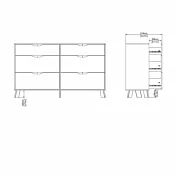 Nuova cassettiera composta da 6 cassetti in finitura Bianco e Rovere