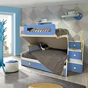 Letto castello 1 piazza e mezza, con scaletta contenitiva, Nuvola frassino e Cielo Zenzero Shop