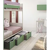 letto a castello con cestoni